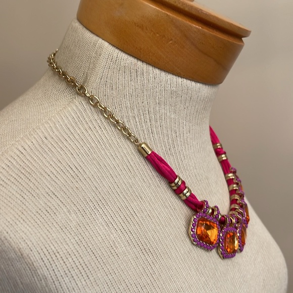 Cookie Lee Fuchsia Punch Colorful Gem Statement Necklace - Picture 12 of 16